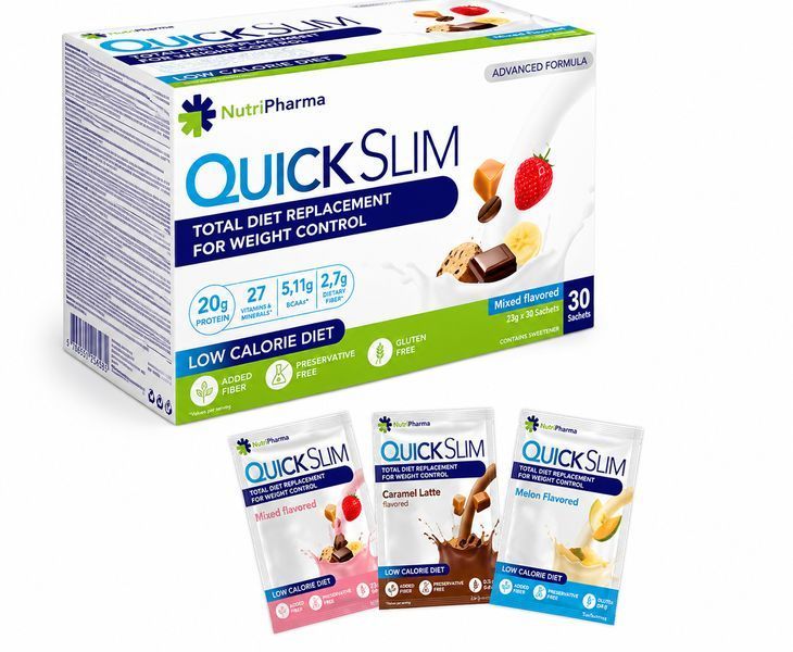 Сбалансированное питание, Протеиновый коктейльQuick Slim "Микс вкусов", 15 саше по 23 г 3058901150 фото