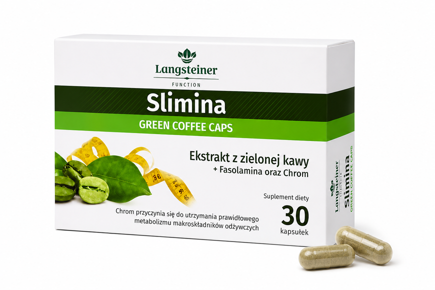 Дієтична Добавка Slimina "Зелена Кава+Хром"для покращення обміну речовин  Langsteiner, 30 капсул 344708 фото
